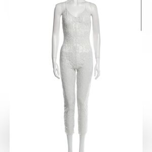 Norma Kamali white lace jumpsuit
